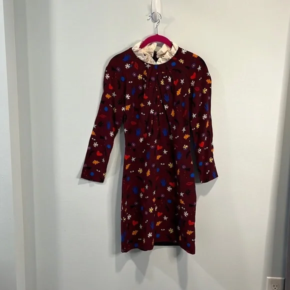 Sandro “Roxana” printed ruffle collar mini dress 1/S Women